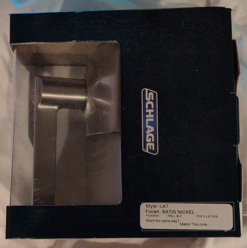 Schlage Latitude F10 V LAT 619 Satin Nickel Hall/Closet Door Lever Reversible